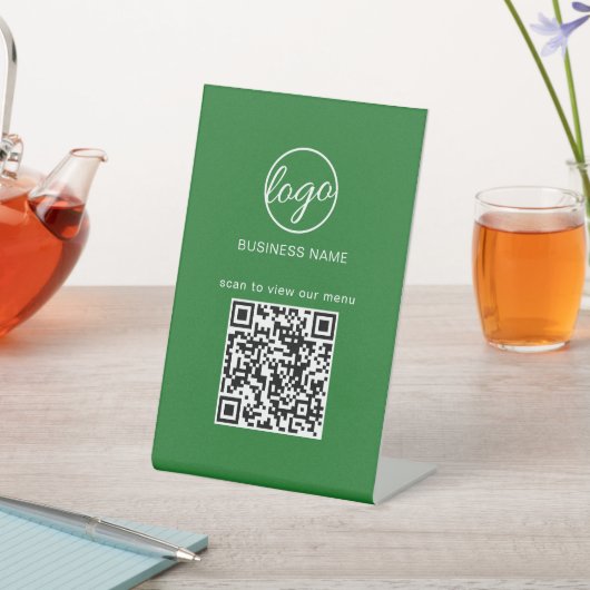 Signe De Table Logo vert simple Code QR Moderne (In SItu)