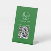Signe De Table Logo vert simple Code QR Moderne (Recto)