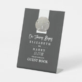 Signe De Table Lone Sand Dollar - Charcoal Grey - Beach Wedding (Recto)