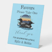 Signe De Table Loons coucher bleu mariage Faveurs (Recto)