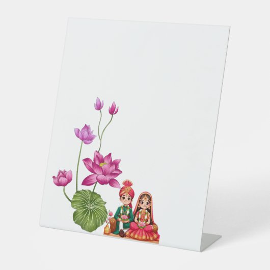 Signe De Table Lotus, mariée et mariée (Recto)