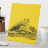 Signe De Table Loup et corbeau - Design noir et jaune (In SItu)