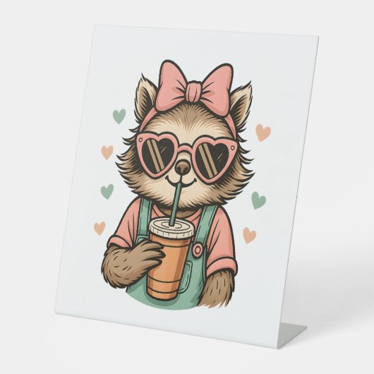 Signe De Table Louveur de café Sloth Girl (Recto)