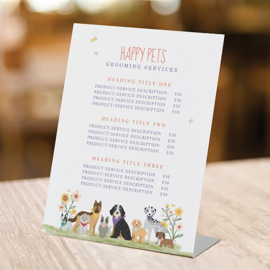 Signe De Table Lovable Happy Pet Care & Grooming Service Tarifs