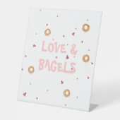 Signe De Table "LOVE & BAGELS" | Cute Fun Blanc & Rose (Recto)
