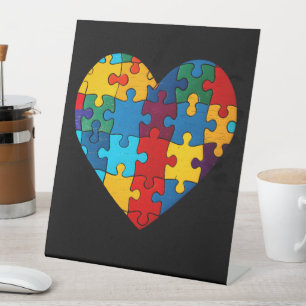 Signe De Table Love Heart Puzzle Sensibilisation sur l'autisme d'