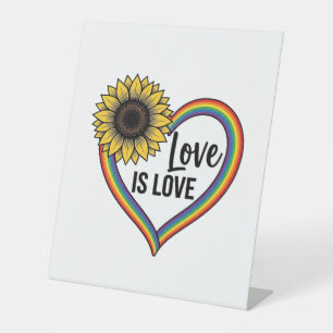 Signe De Table Love Is Love Tournesol Cœur Vintage Vector T-Shirt