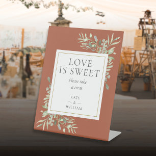Signe De Table Love Is Sweet Favor Verdure Mariage Terracotta