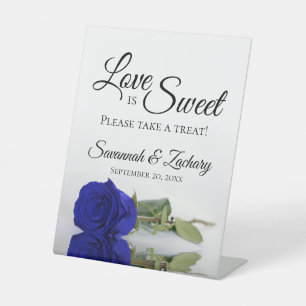 Signe De Table Love is Sweet Take a Treat Royal Blue Rose Mariage