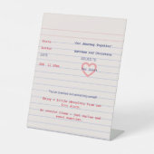Signe De Table Love Story Due Date Library Card Wedding (Recto)