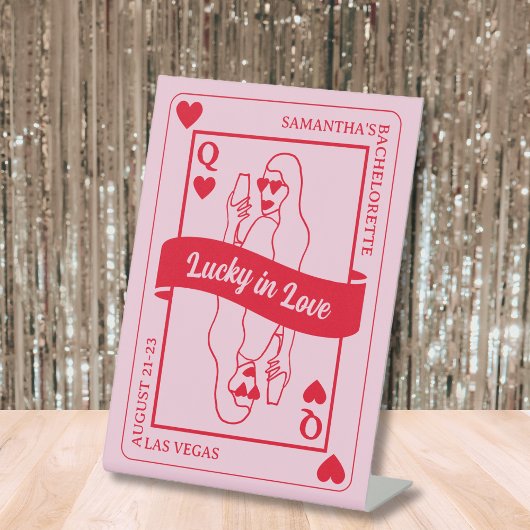 Signe De Table Lucky In Love Bold Rose & Red Bachelorette
