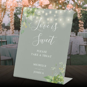 Signe De Table Lumières de verdure Vert sauge Love Is Sweet Favor