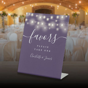 Signe De Table Lumières en Chaîne Violettes Faveurs de Mariage Ta