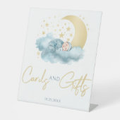 Signe De Table Lune céleste étoiles bébé garçon Piédestal (Recto)
