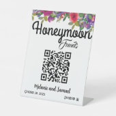 Signe De Table Lune de miel QR Code Floral Mariage (Recto)