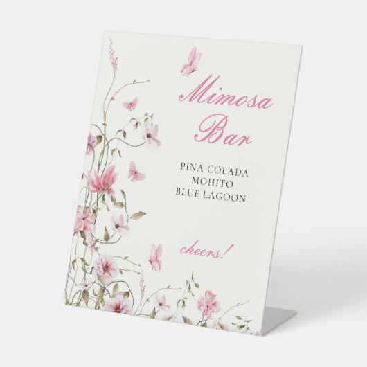 Signe De Table Lune de Papillons Bar à Mimosa pour Mariage (Recto)