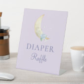 Signe De Table Lune Whimsical Purple Baby shower Déchets Raffin (In SItu)