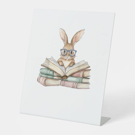 Signe De Table Lunettes de lapin de lecture mignonnes Livres Lect (Recto)