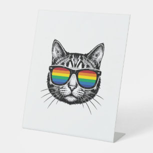 Signe De Table Lunettes de soleil arc-en-ciel vintage Chat Fierté