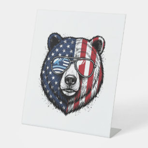 Signe De Table Lunettes de soleil de l'ours patriotique Vintage V