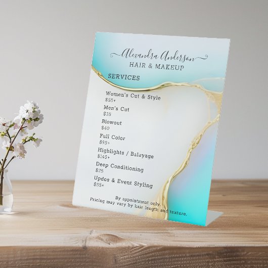 Signe De Table Luxe Blue White Gold Accents Agate Tarifs