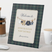 Signe De Table Luxsary Teddy Bear Plaid Baby Shower  (In SItu)