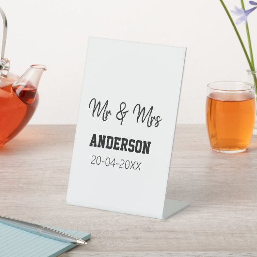 Signe De Table M. & Mme ajouter nom de famille date année mariage (In SItu)