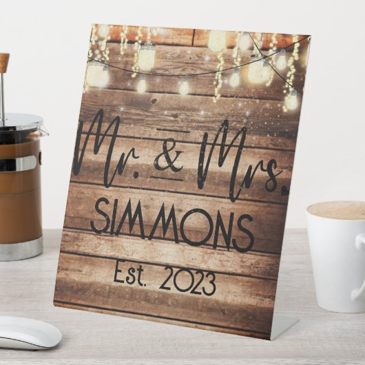 Signe De Table M. & Mme Custom Rustic Mariage (In SItu)
