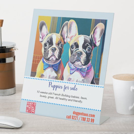 Signe De Table Magnifique Vendeur Français d'Illustration Bulldog (In SItu)