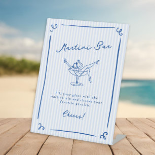 Signe De Table Main Whimsical Tirée Bleu Dernier Barre Martini