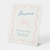 Signe De Table Main Whimsical Tirée Rose & Bleu Faveurs (Recto)