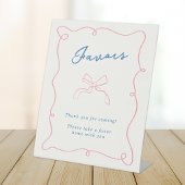 Signe De Table Main Whimsical Tirée Rose & Bleu Faveurs