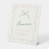 Signe De Table Main Whimsical Tirée Rose & Green Faveurs (Recto)