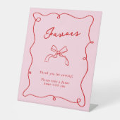 Signe De Table Main Whimsical Tirée Rose & Rouge Faveurs (Recto)