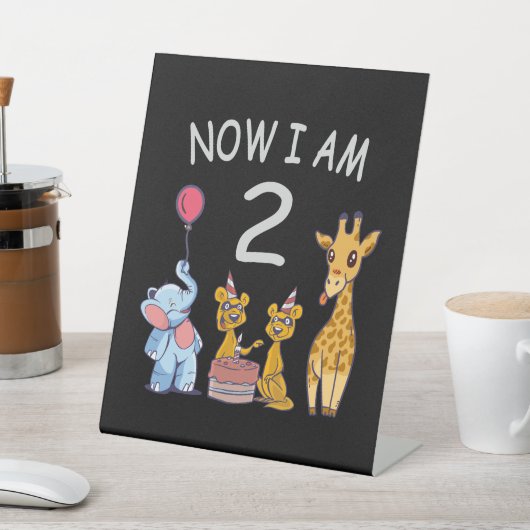 Signe De Table Maintenant, j'ai 2 ans 2e anniversaire au Zoo (In SItu)