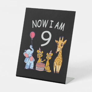 Signe De Table Maintenant j'ai 9 ans 9e anniversaire au Zoo
