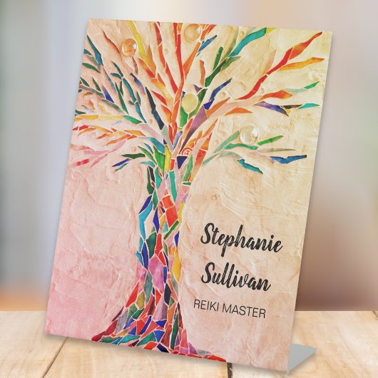 Signe De Table Maître Reiki de l'Arbre Arc-en-Ciel