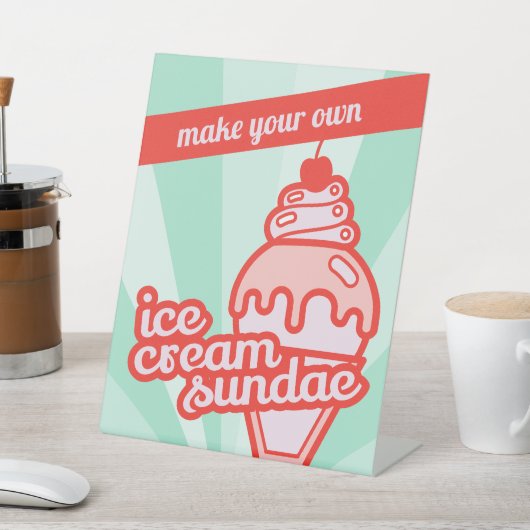 Signe De Table Make your own Ice Cream Sundae Bar Tabletop Sign (In SItu)