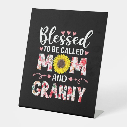 Signe De Table Maman Et Granny Floral Anniversaire (Recto)