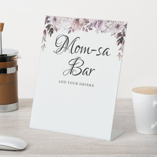 Signe De Table Maman-sa Bar Élégant Fleurs violettes Foliage (In SItu)