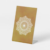 Signe De Table Mandala blanc sur fond doré (Recto)