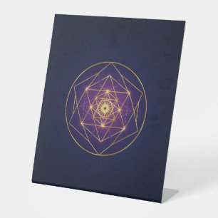 Signe De Table Mandala Doré Céleste — Équilibre dans l'Infini