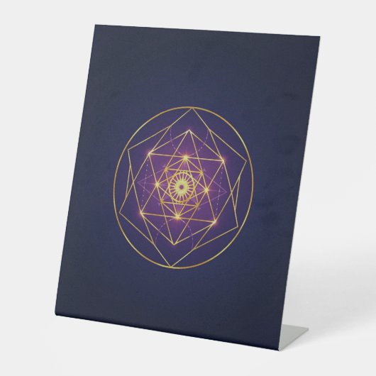 Signe De Table Mandala Doré Céleste — Équilibre dans l'Infini (Recto)