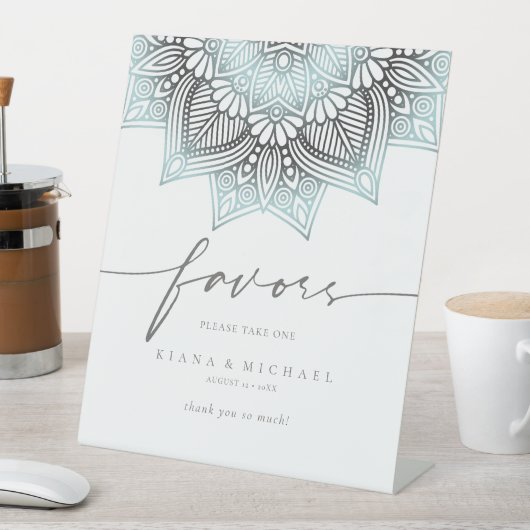 Signe De Table Mandala Lace Faveurs de Mariage Lt. Bleu ID968 (In SItu)