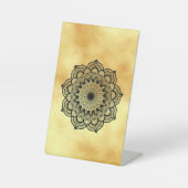 Signe De Table Mandala noir sur fond or doux (Recto)