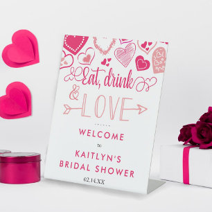 Signe De Table "Manger, Boire & Aimer" Bridal Shower pour la Sain