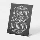Signe De Table Manger, boire et être marié Chalkboard Mariage (Recto)