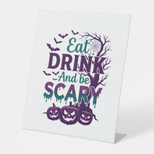 Signe De Table Manger Boire Être Effrayant Halloween Arbre Effray