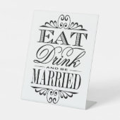 Signe De Table Mangez, buvez et soyez mariés - Mariage moderne (Recto)