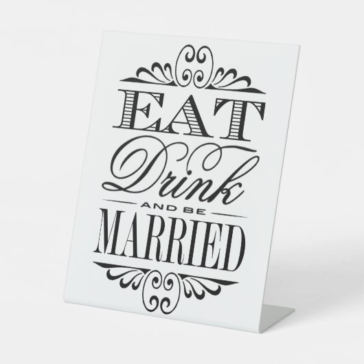 Signe De Table Mangez, buvez et soyez mariés - Mariage moderne (Recto)